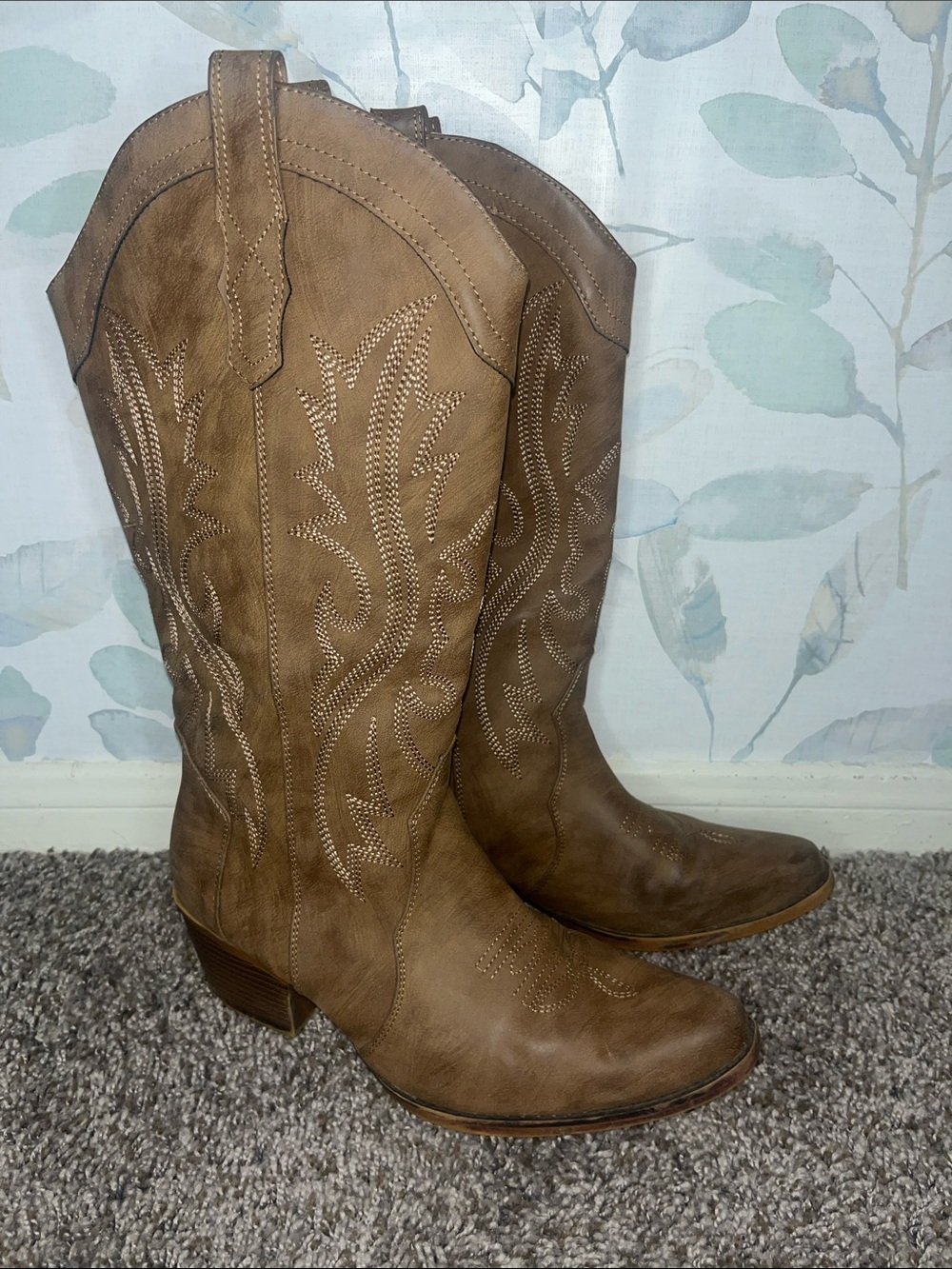 IUV Women's Brown Western Cowgirl Boots